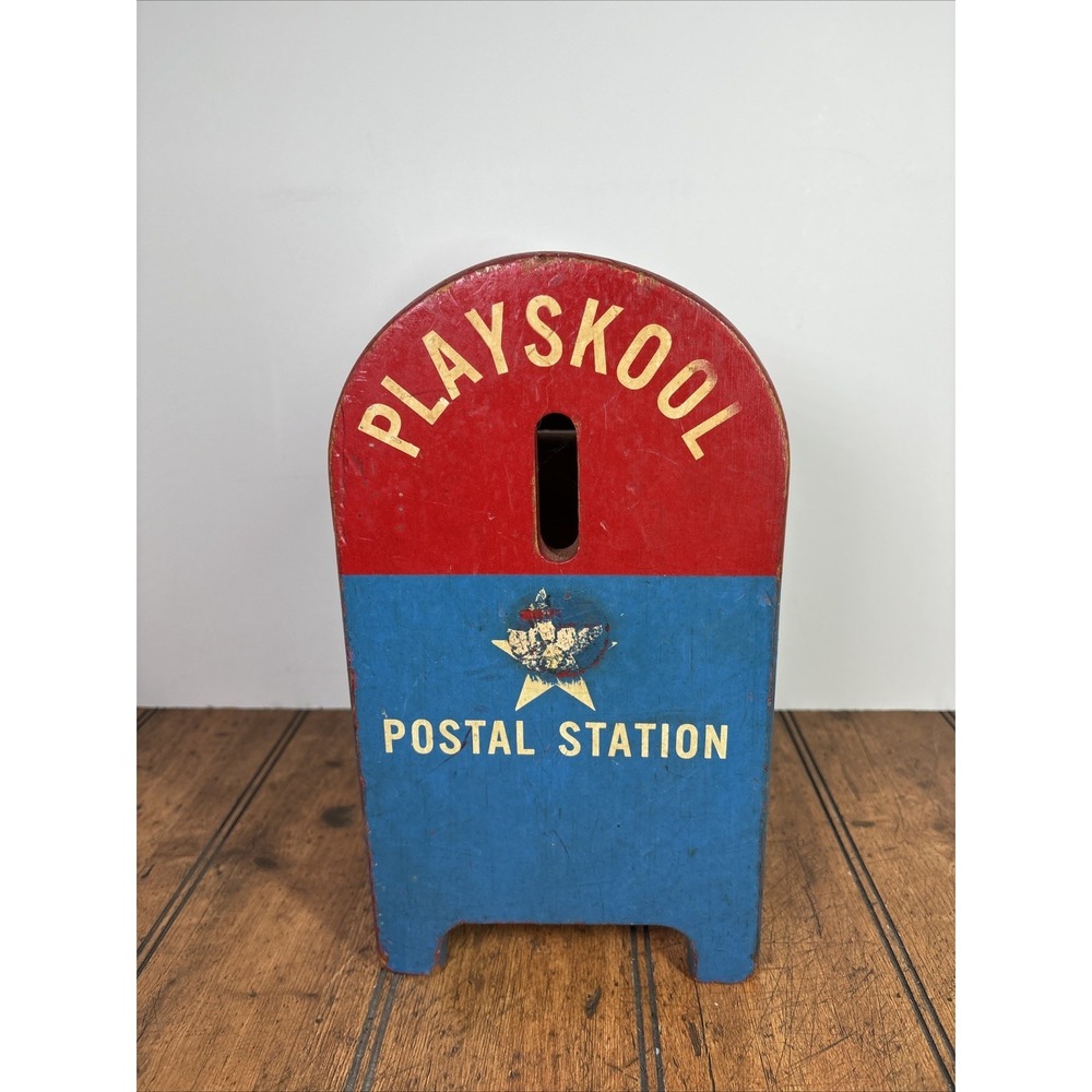 Vintage Wooden Playskool Postal Station Mailbox 10.5 Inches Tall No Blocks - Picture 3 of 7